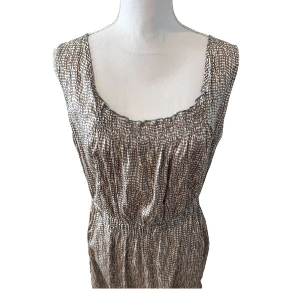 Calypso St Barth Casual Silk Summer Sleeveless Sun Dress Brown Print M - Picture 2 of 7